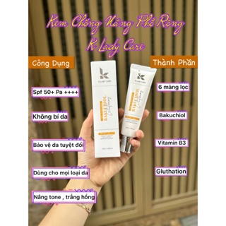 Kem chống nắng Bakuchiol, nâng tone K Lady Care 50ml SPF 50+ PA++++  - HÂN KOREA