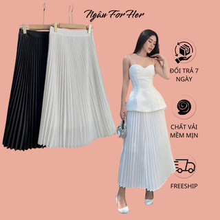 Midi skirt- chân váy xếp ly dài chất đẹp- chân váy xếp ly quạt thiết kế