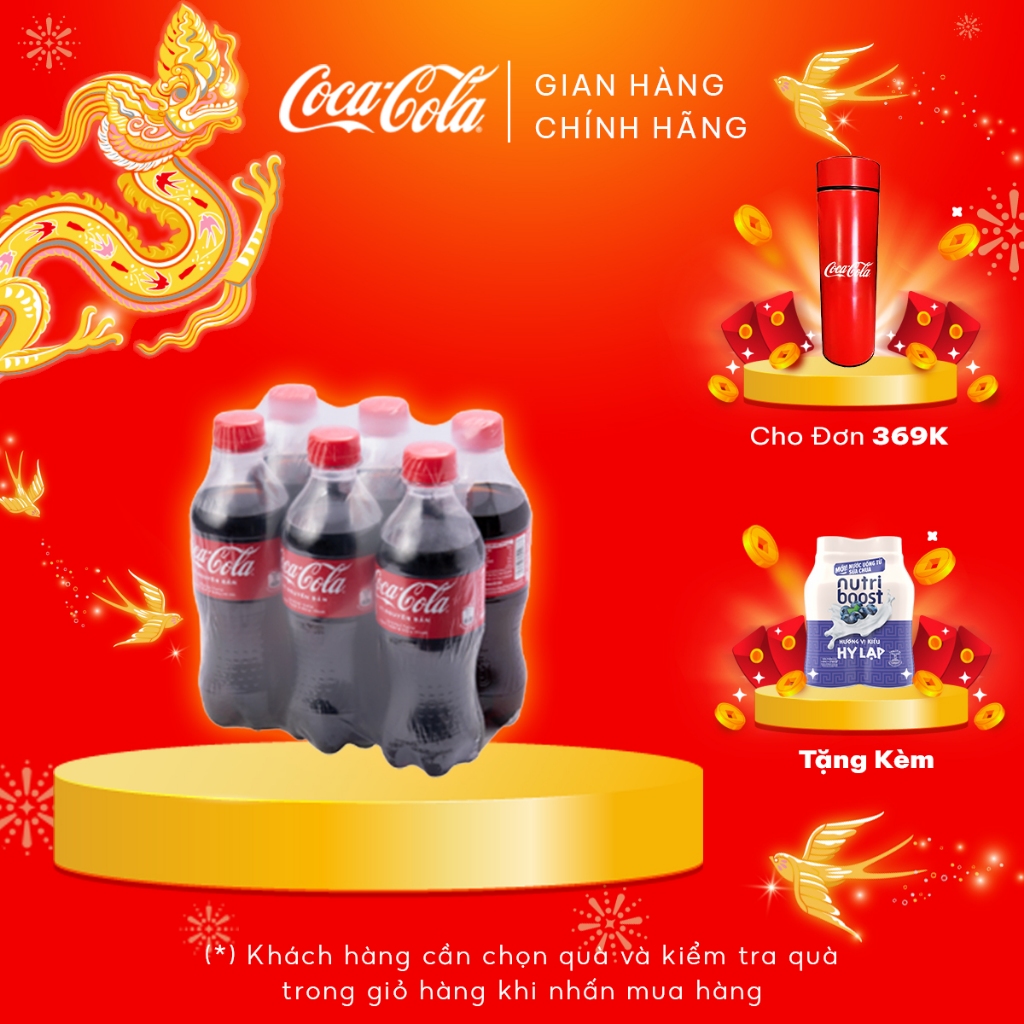 Lốc 6 chai Nước giải khát có gas Coca-Cola 390ml/ chai