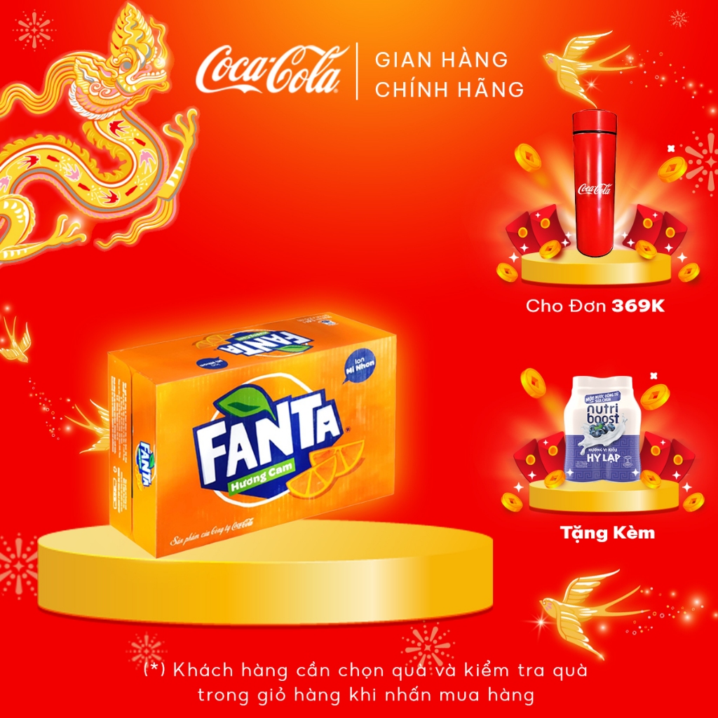 Thùng 24 Lon Mi-nhon Nước Giải Khát Fanta hương cam Lon 235ml/lon