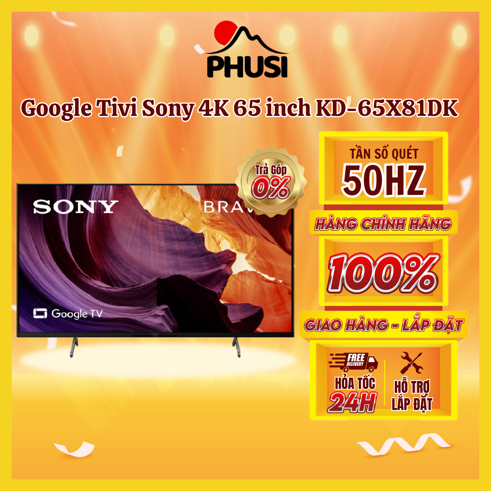 [KD-65X81DK] - [MIỄN PHÍ GIAO LẮP] - Google Tivi Sony 4K 65 inch KD-65X81DK