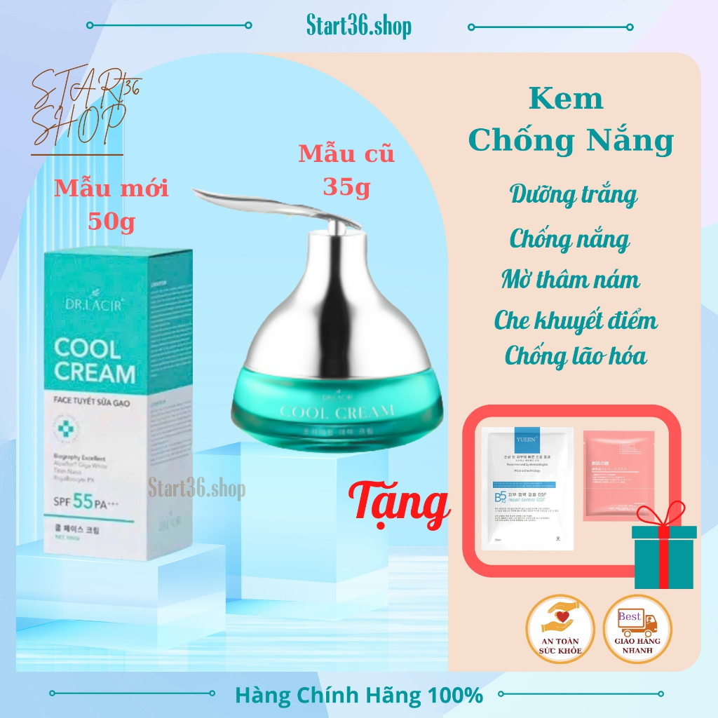 Kem dưỡng trắng da mặt Start36 kem chống nắng Dr Lacir, che khuyết điểm Cool cream, chống lão hóa, kem ngày đêm Dr Lacir