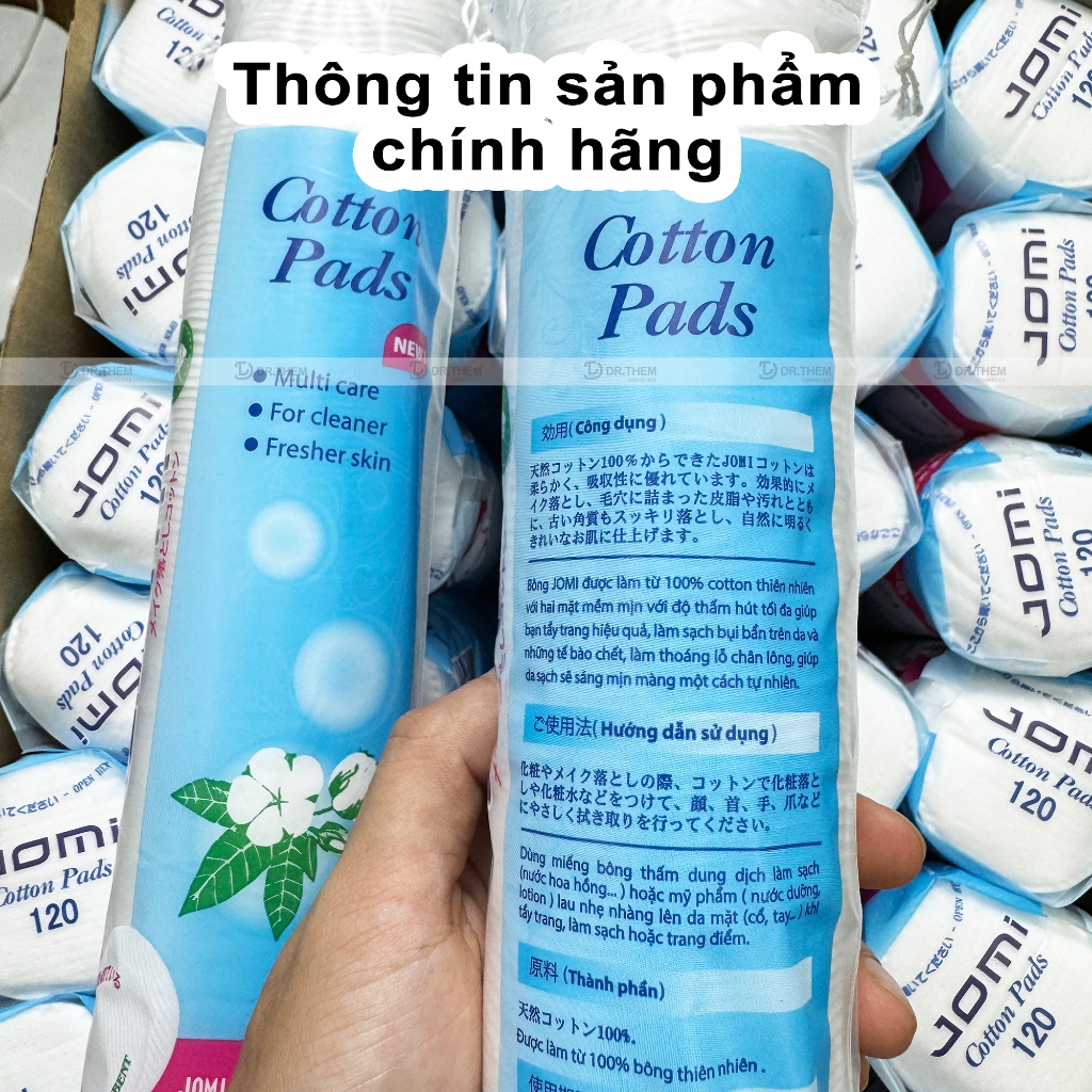 Bông Tẩy Trang Jomi 120 Miếng - 80 Miếng - Khăn Mặt Khô, 100% Bông Thiên Nhiên Mềm Dịu Cho Da