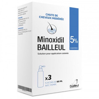  Xịt mọc tóc Minoxidil Bailleul 5% -NHẬP TRỰC TIẾP PHÁP - NGĂN RỤNG TÓC KÍCH THÍCH MỌC TÓC   Hộp 3 lọ 60ml - Date 2027 