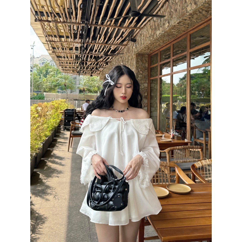 Váy tiểu thư trễ vai sang chảnh BORA Jump thiết kế AGUJA