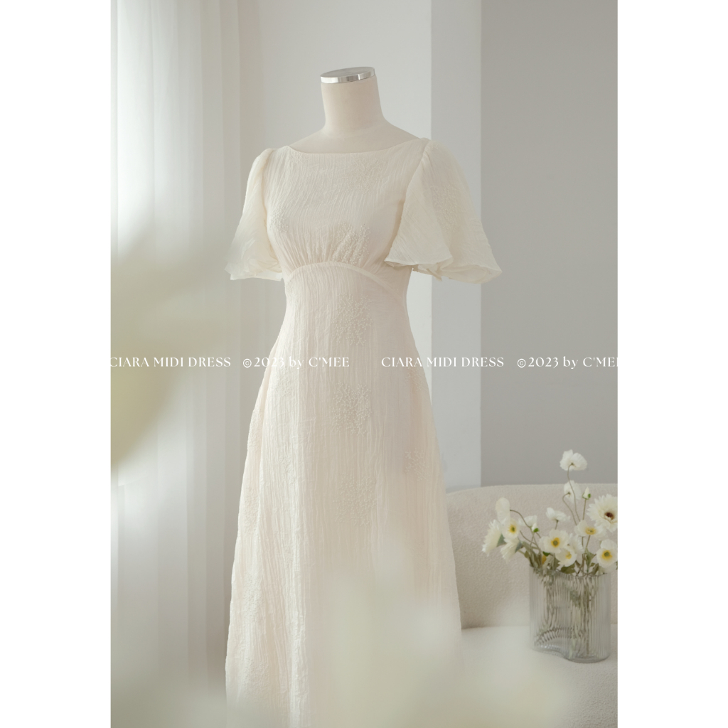 Đầm tơ gân Nhật cánh tiên Ciara Midi Dress