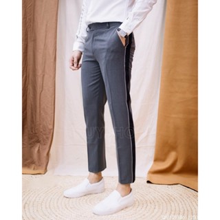 Quần âu nam màu xám sọc viền , quần tây nam dáng ôm , phong cách trẻ trung , kiểu dáng mới , co giãn nhẹ