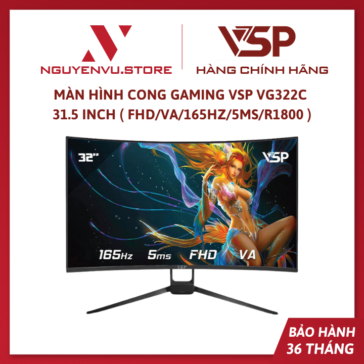 Màn Hình Cong Gaming VSP VG322C 31.5 inch ( FHD/VA/165Hz/5ms/R1800 ) - Hàng Chính Hãng