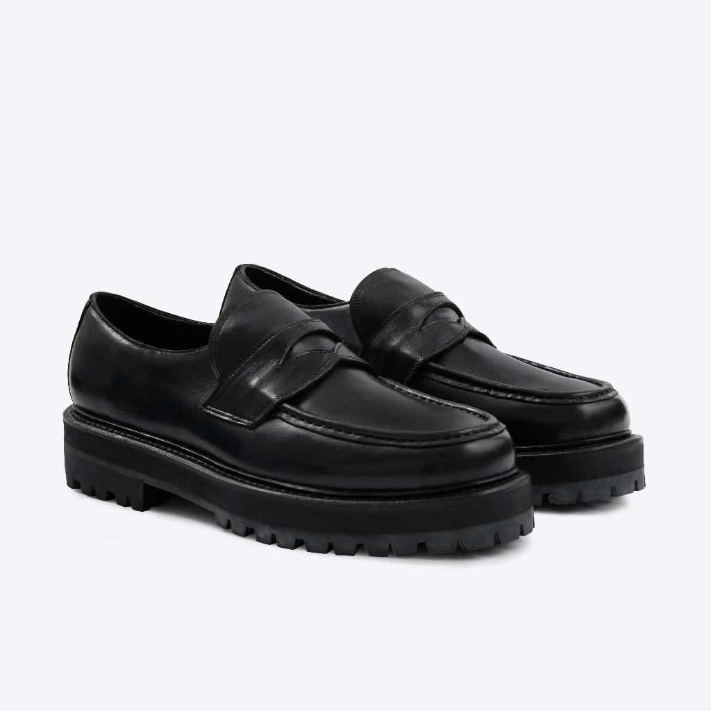 Giày Loafer Nam Nữ TARMOR Da Thật Đế Chunky Màu Đen (có size nhỏ cho nữ) - Chunky Loafer in Black Leather