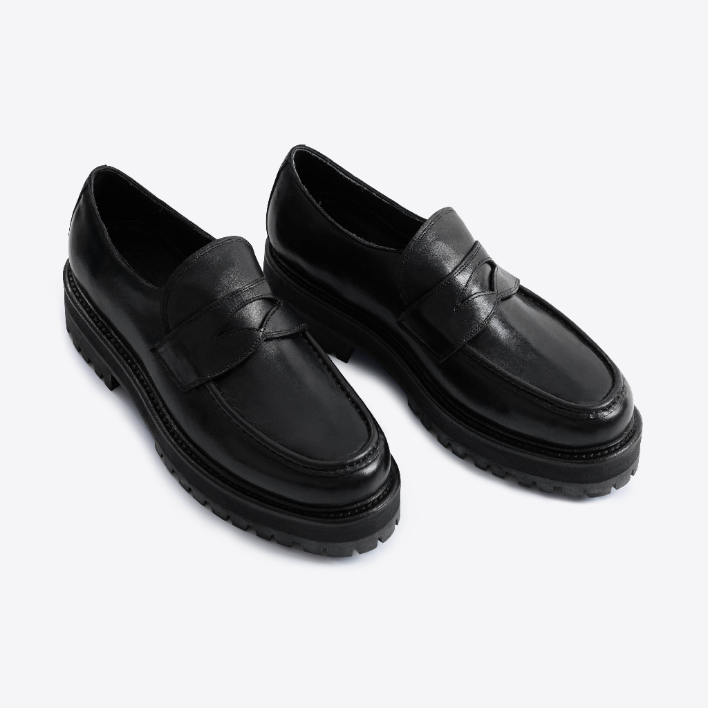 Giày Loafer Nam Nữ TARMOR Da Thật Đế Chunky Màu Đen (có size nhỏ cho nữ) - Chunky Loafer in Black Leather