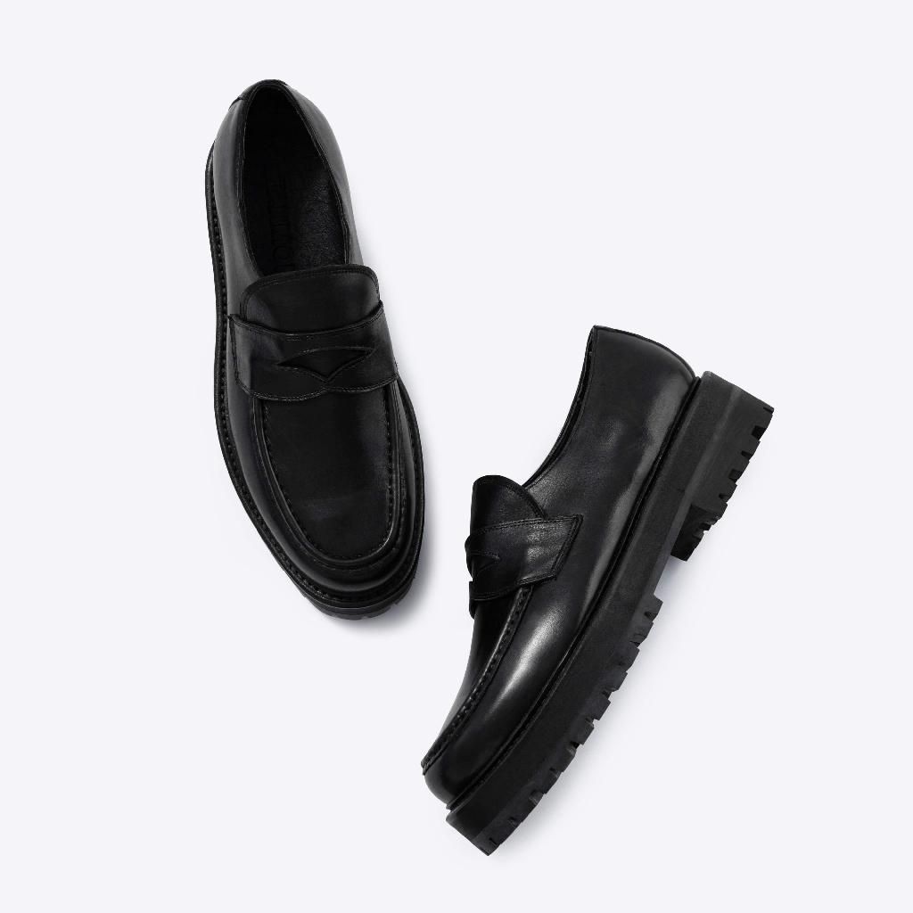 Giày Loafer Nam Nữ TARMOR Da Thật Đế Chunky Màu Đen (có size nhỏ cho nữ) - Chunky Loafer in Black Leather