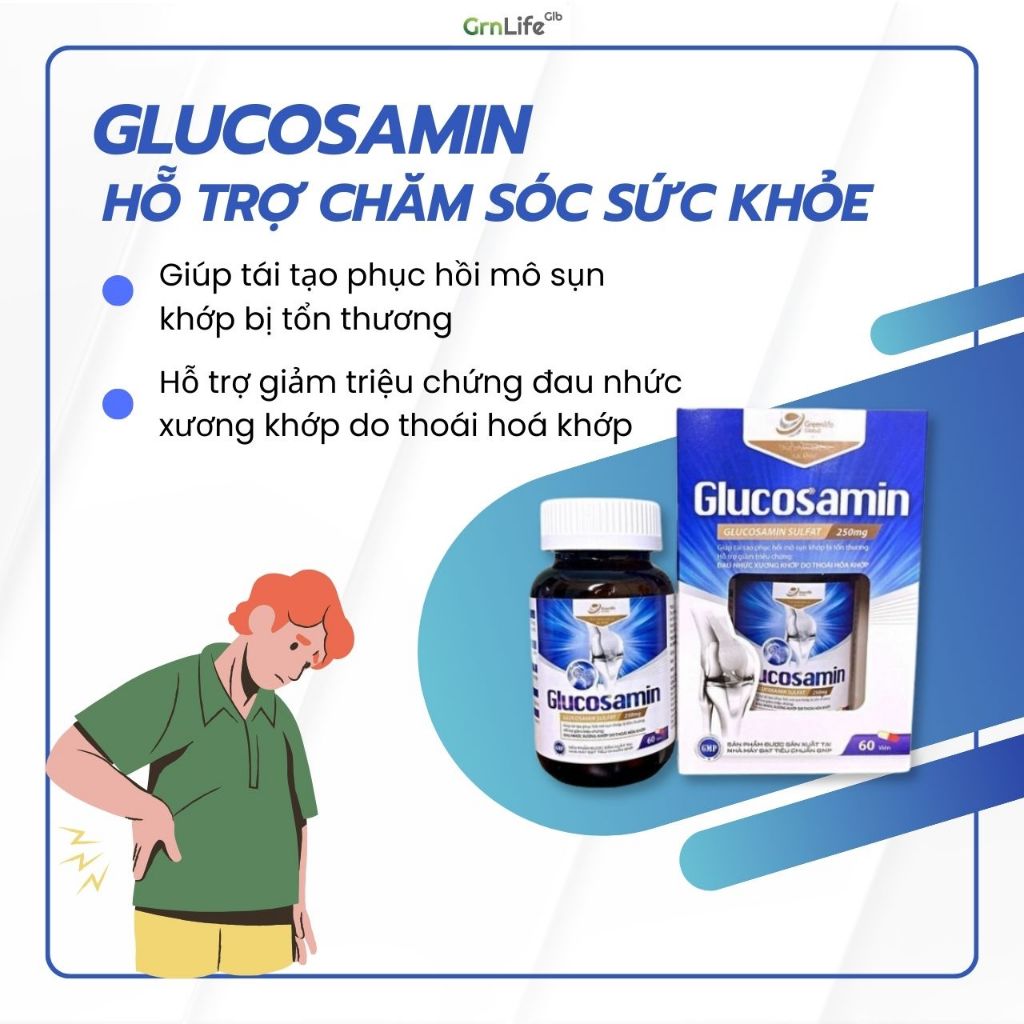 Viên xương khớp GrnLife Glucosaminnang cứng, hỗ trợ tái tạo mô sụn