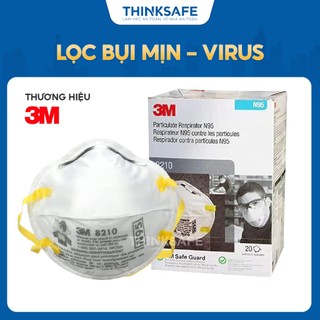 Khẩu trang 3M 8210 dây qua gáy dùng trong y tế kháng khuẩn, chống giọt bắn dùng cho bác sĩ Khẩu trang N95 - THINKSAFE