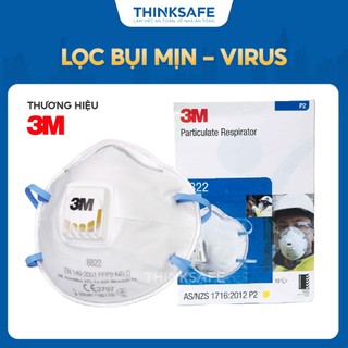 Khẩu trang 3M 8822 chính hãng có van đạt chuẩn P2 dây đeo qua gáy chống bụi mịn, kháng khuẩn, dùng cho y tế - THINKSAFE