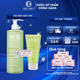 Sữa rửa mặt SVR Sebiaclear Gel Moussant ⚜️CHÍNH HÃNG⚜️Gel rửa mặt svr chứa PHA dành cho da hỗn hợp, da dầu mụn SVR 55ml