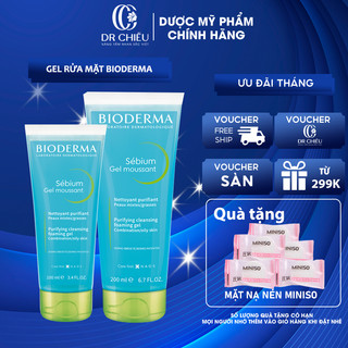 Sữa rửa mặt bioderma tạo bọt, cho da hôn hợp và da dầu bioderma sebium gel moussant gel 100, 200ml