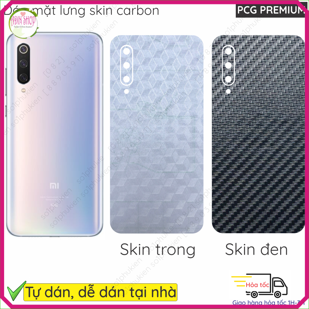 Miếng dán mặt lưng skin carbon Xiaomi Mi CC9e/CC9 Pro/Mi 9 SE/Mi 9 Pro/Mi 9 Lite