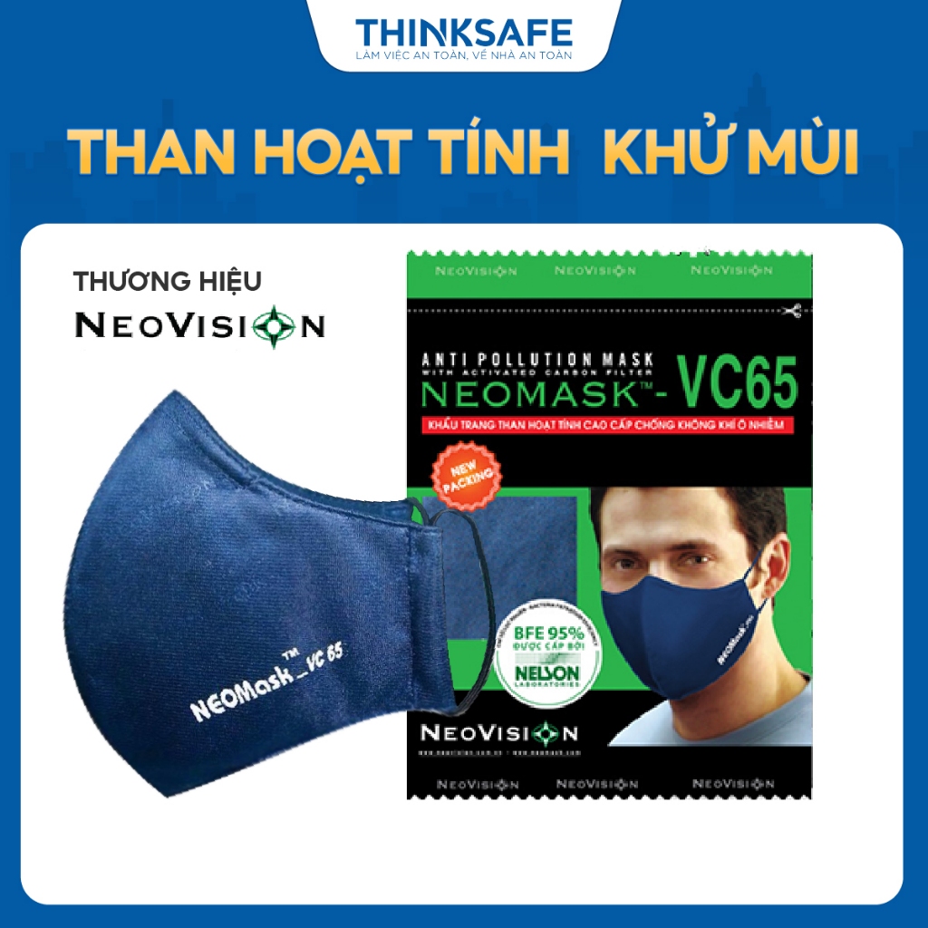 Khẩu trang vải VC65 vải kháng khuẩn, không đau tai, giặt được, đẹp, dùng cho y tế, chống bụi - THINKSAFE
