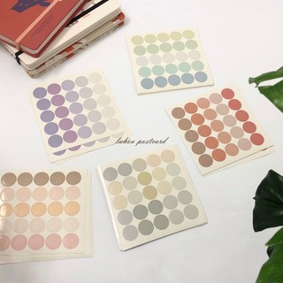 Set 25 miếng dán sticker chấm tròn dán postcard, tranh ảnh màu pastel LAHOA STICKER