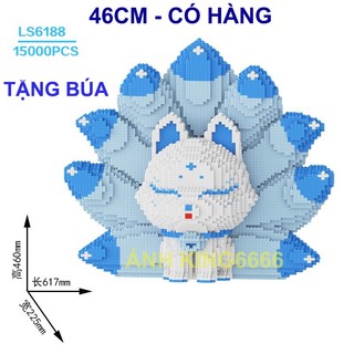 Lắp ráp mô hình đồ chơi lắp ráp hồ ly 9 đuôi 46cm 46cm mô hình cỡ lớn nano 3D