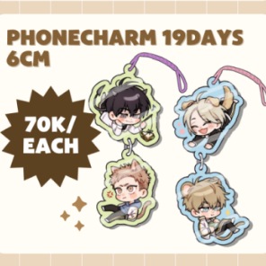 Móc điện thoại/Phonecharm 19 Days cặp đôi Bao Dam, Đen Cam