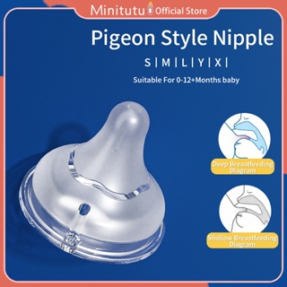 Minitutu Pigeon Style 50mm Núm vú giả cổ rộng không dính Chất liệu silicon