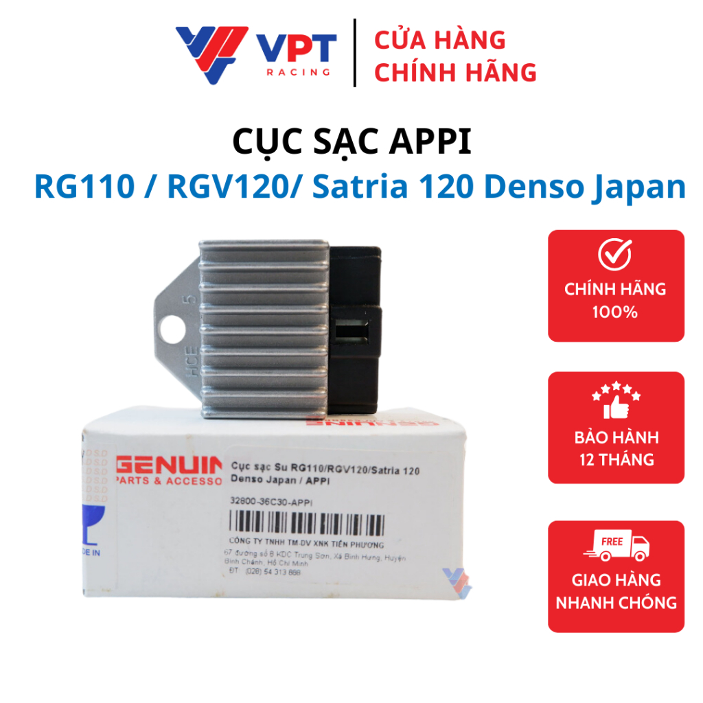 Cục sạc Appi cho xe Suzuki RG 110 / RGV 120 / Satria 120 Denso Japan