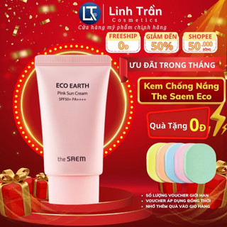 Kem chống nắng The Saem hồng, kcn kiềm dầu nâng tone da dành cho da dầu mụn da khô nhạy cảm chính hãng hàn quốc