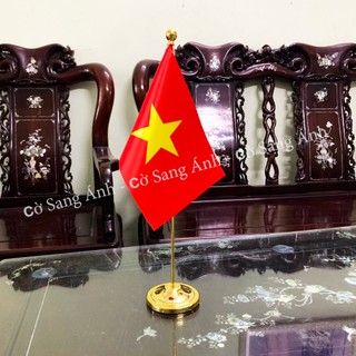 Cờ để bàn cắm 1 cờ tùy chọn các nước, đế thép mạ vàng