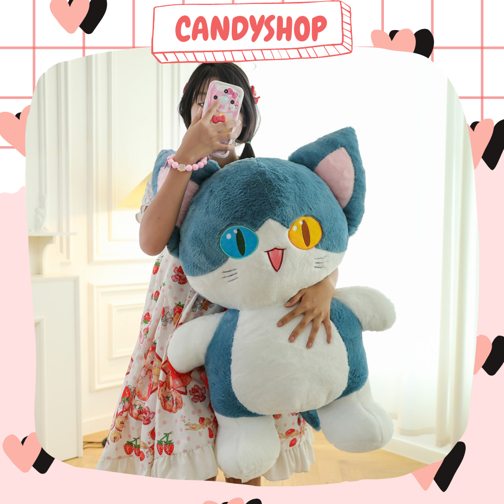 Mèo cá mập mắt 2 màu dáng đứng siêu đáng yêu siêu xinh  Có sẵn CANDYSHOP Thú nhồi bông