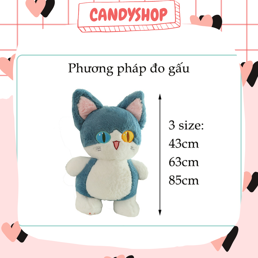 Mèo cá mập mắt 2 màu dáng đứng siêu đáng yêu siêu xinh  Có sẵn CANDYSHOP Thú nhồi bông