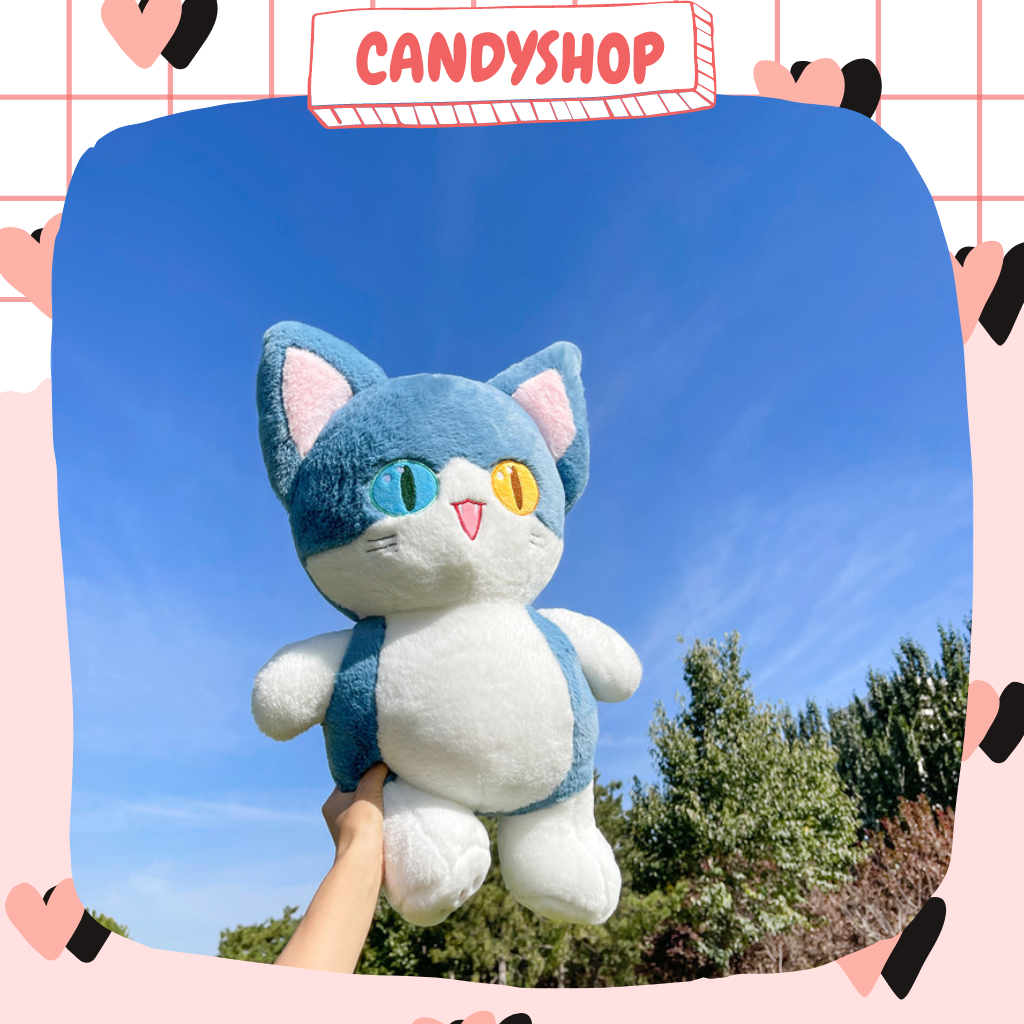 Mèo cá mập mắt 2 màu dáng đứng siêu đáng yêu siêu xinh  Có sẵn CANDYSHOP Thú nhồi bông