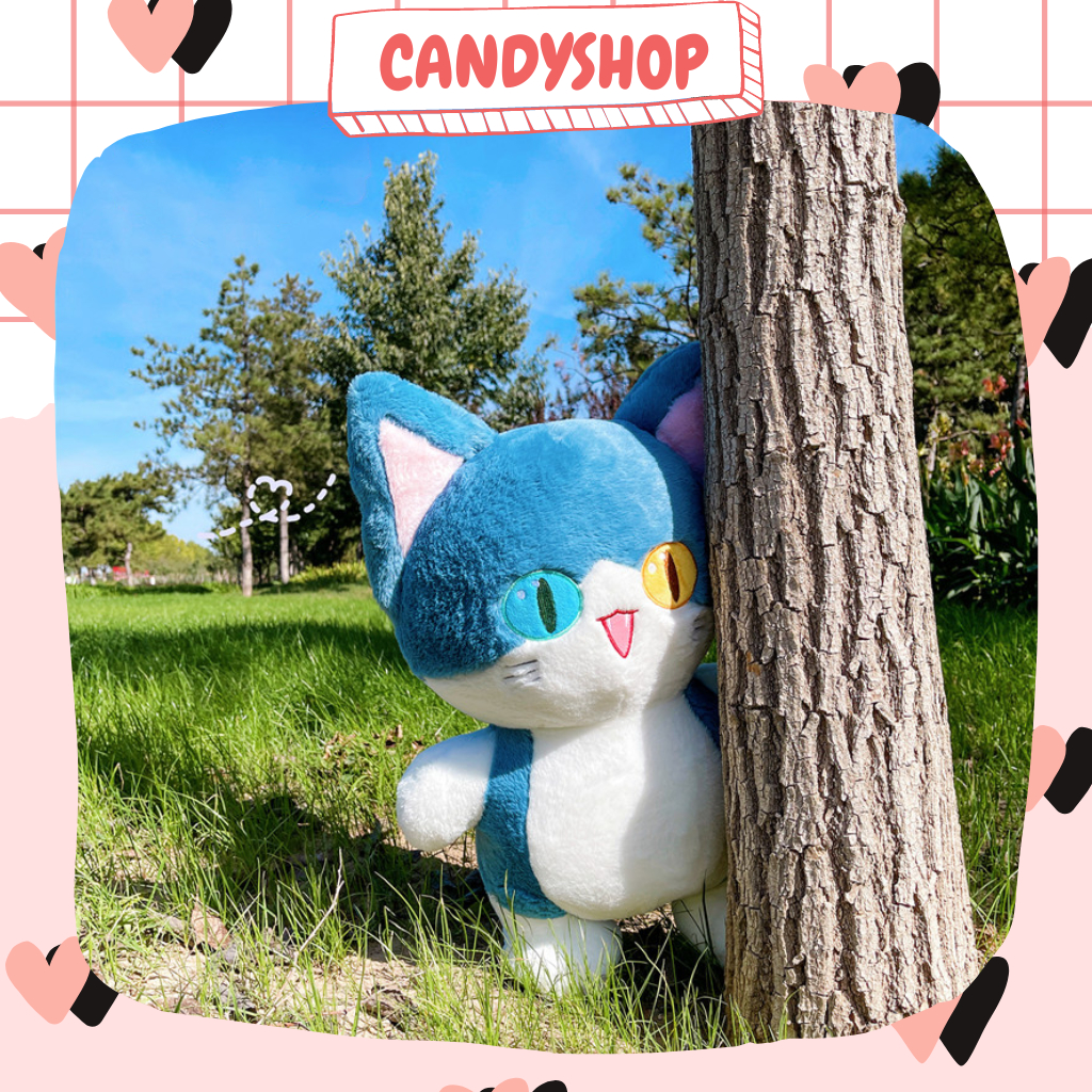 Mèo cá mập mắt 2 màu dáng đứng siêu đáng yêu siêu xinh  Có sẵn CANDYSHOP Thú nhồi bông