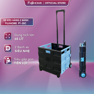 Xe kéo hàng 2 bánh xếp gọn đi chợ siêu thị FUJIHOME nhập khẩu, thùng kéo vali gấp gon 65L đa năng picnic