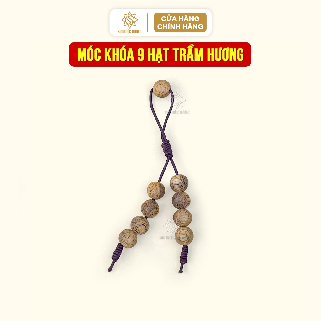 Móc khóa 9 hạt trầm hương Sơn Mộc Hương mang lại may mắn tài lộc
