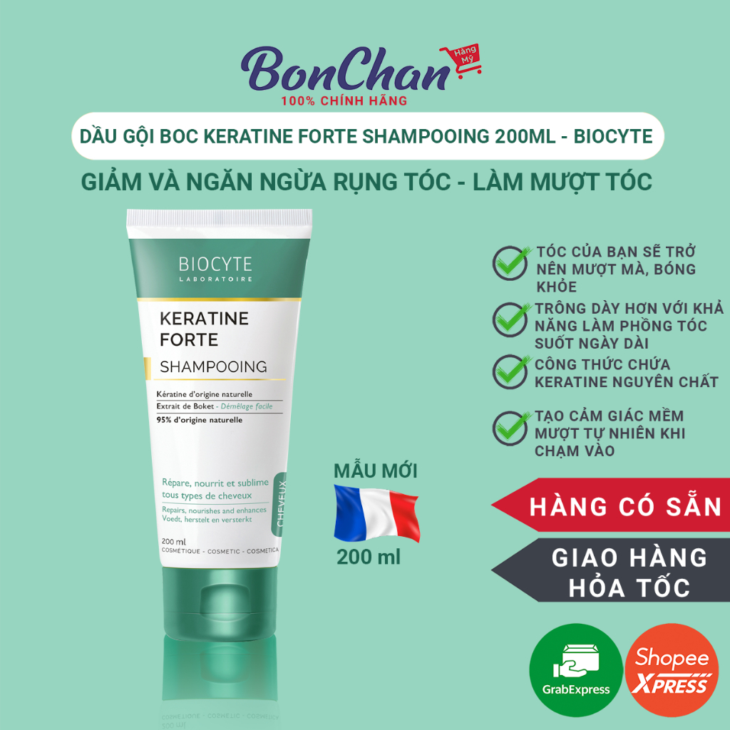 Dầu gội làm mượt tóc Biocyte BOC Keratine Forte Shampooing 200ml - Biocyte B12