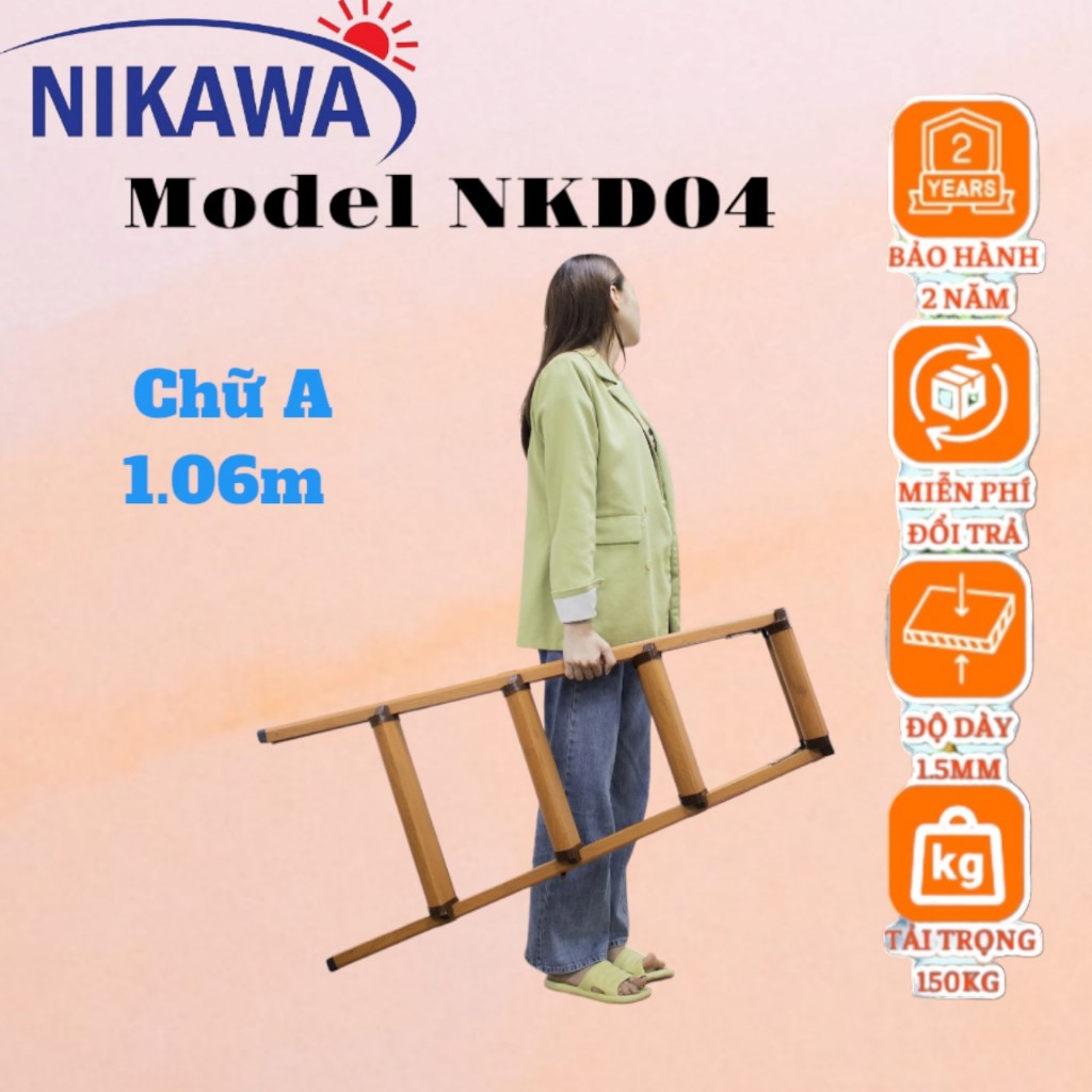 Thang nhôm chữ A gấp gọn NIKAWA NKD 4 bậc , nhập khẩu Nhật Bản