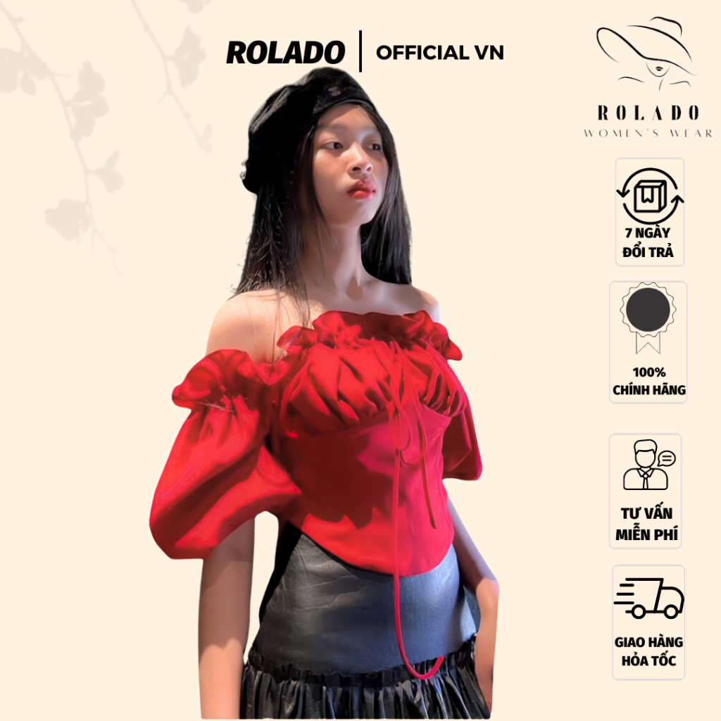 Áo trễ vai viền bèo kiểu dáng croptop vạt nhọn cực hot, chất vải kate mềm mịn mát