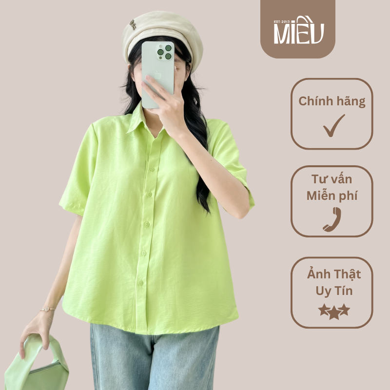 Áo sơ mi tay ngắn nữ mẫu thiết kế trẻ trung, hiện đại thích hợp đi học đi làm Alva Miều Est.2013