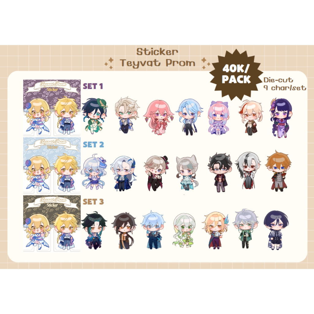 Hình dán/Sticker Teyvat prom Genshin Impact chibi