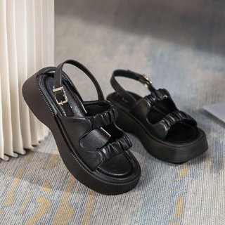 Sandal quai chéo voan phôi dây ngọc quai thun sau - Sandal 619
