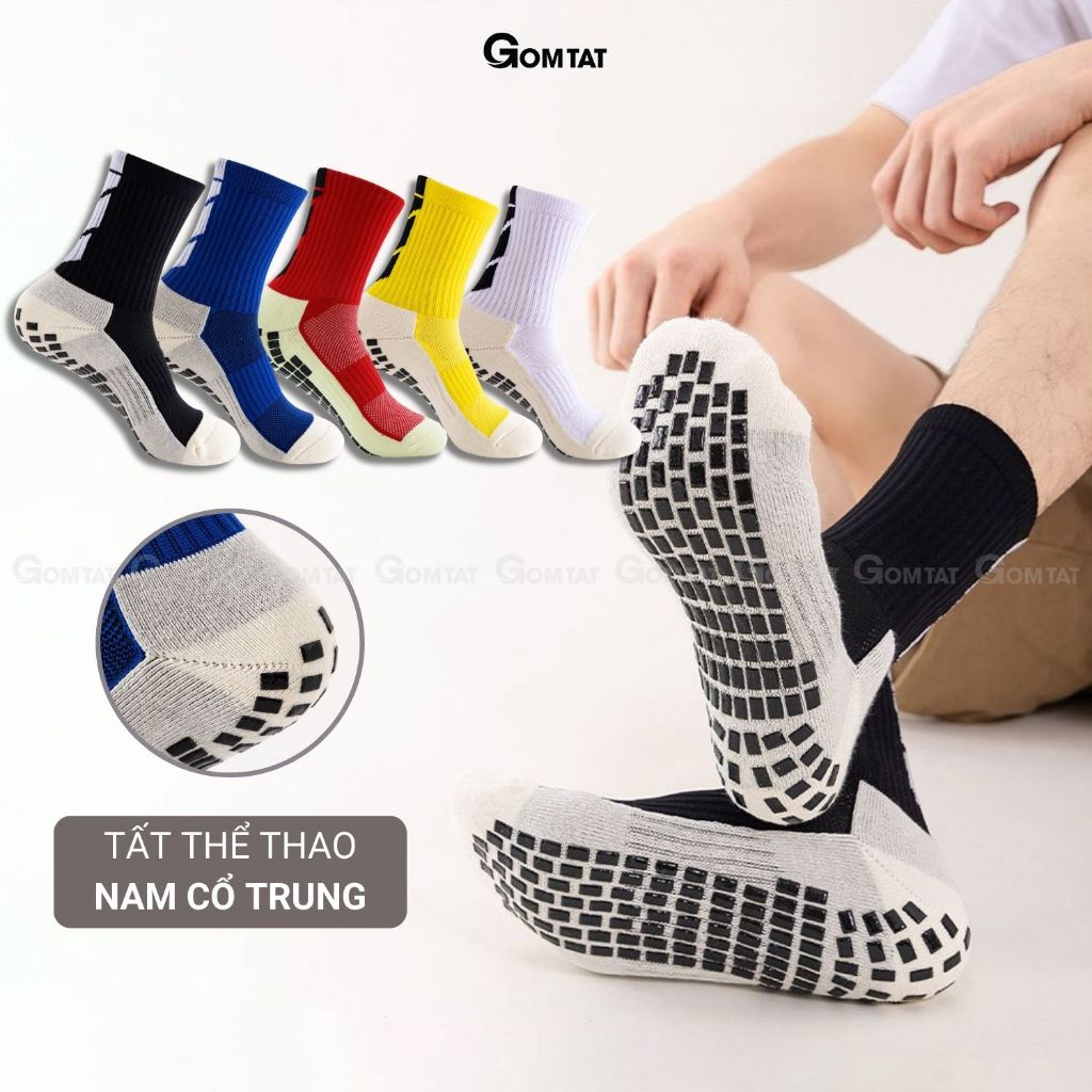 Tất đá bóng cao cấp GOMTAT, chất liệu cotton mềm mại êm chân, có đệm silicon chống trơn trượt - DABONG-506-1DOI