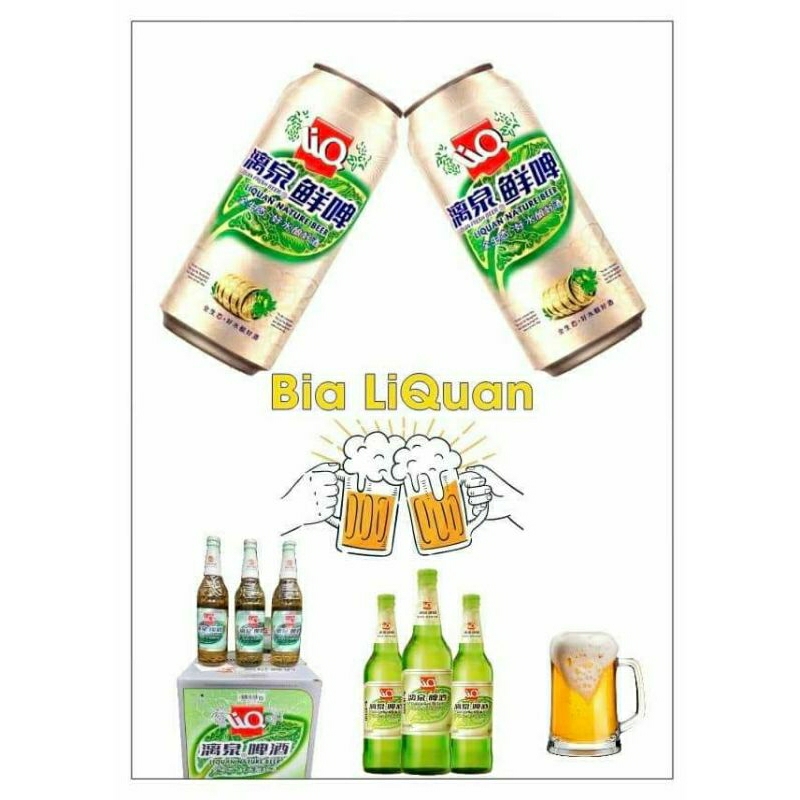 Bia LIQUAN lon 330ml, chai vàng 500ml, chai xanh 560ml