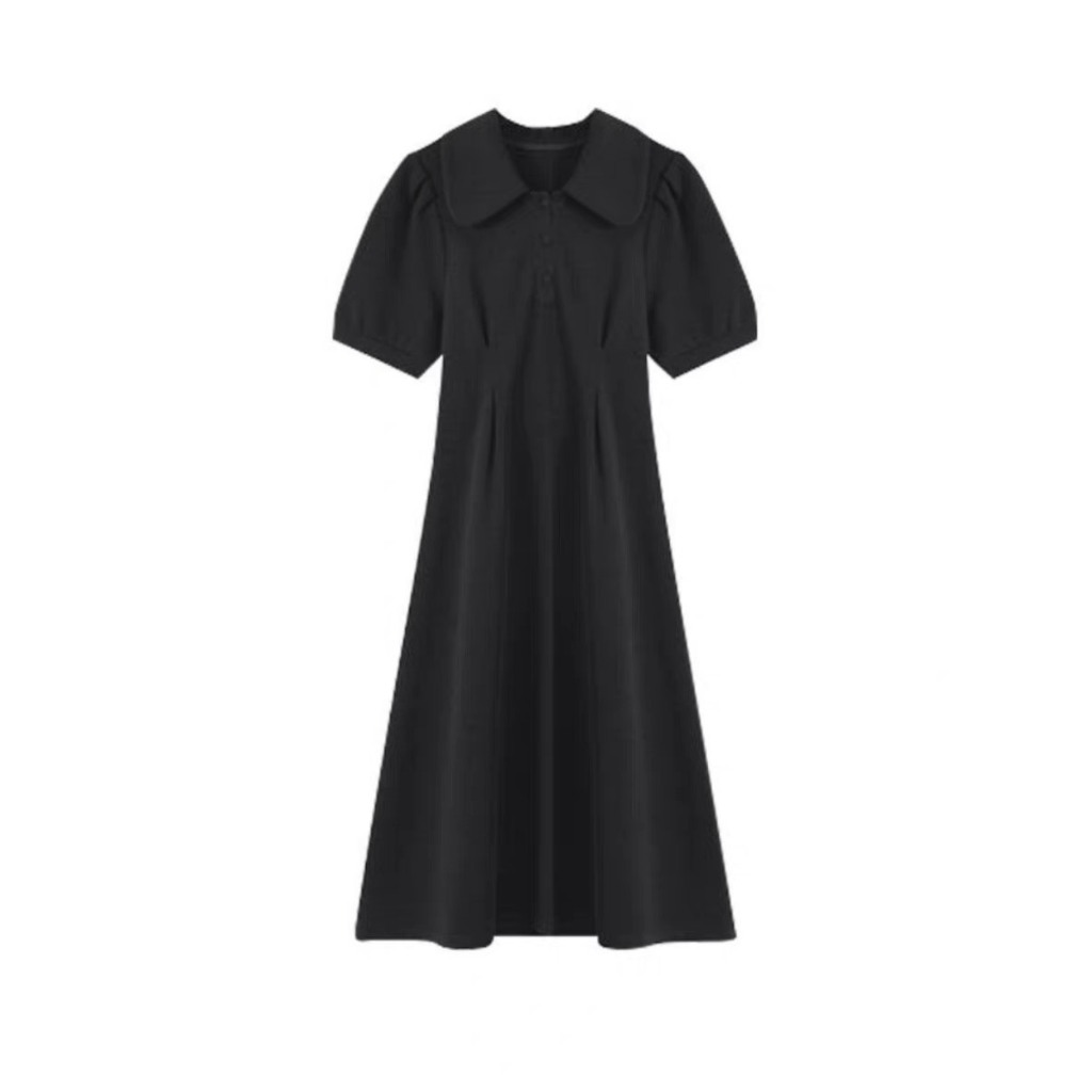 Váy sơ mi POLO dáng dài/ngắn thon eo xoè điệu đà, tay phồng style Hàn Quốc cao cấp