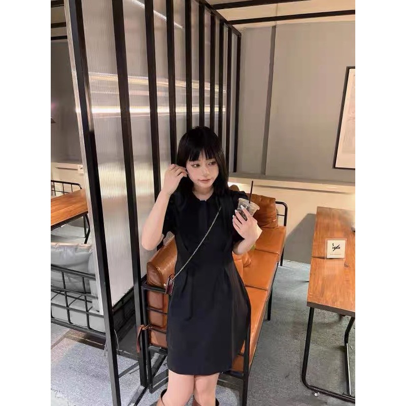 Váy sơ mi POLO dáng dài/ngắn thon eo xoè điệu đà, tay phồng style Hàn Quốc cao cấp