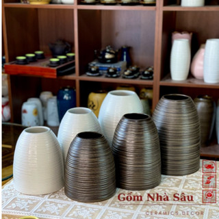 Bình hoa dáng chuông vân ganh cao 20-23-27cm Gốm sứ Bát Tràng