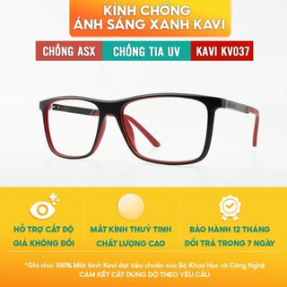 Kính mắt khi sử dụng máy tính, chống ánh sáng xanh Kavi KV037, gọng kính màu đỏ đen trẻ trung dành cho cả nam và nữ