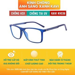 Kính mắt chống ánh sáng xanh Kavi KV036, Gọng kính vuông nguyên khối kim loại thanh lịch cho game thủ