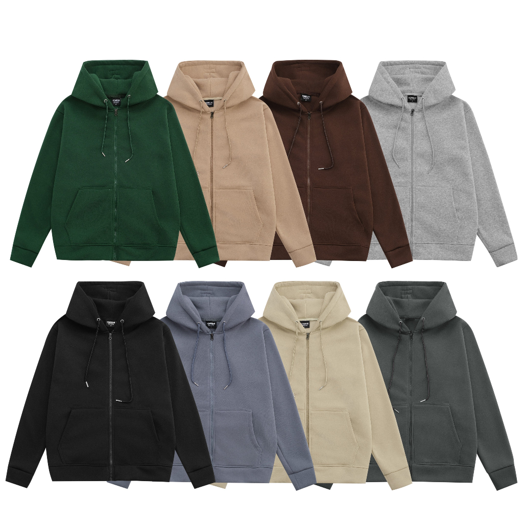 Áo khoác Hoodie Zip chất Nỉ Bông form rộng mũ 2 lớp