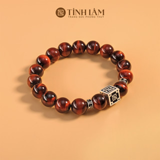 TINH LÂM Vòng Tay Phong Thủy Đá Mắt Hổ Đỏ 10 Li